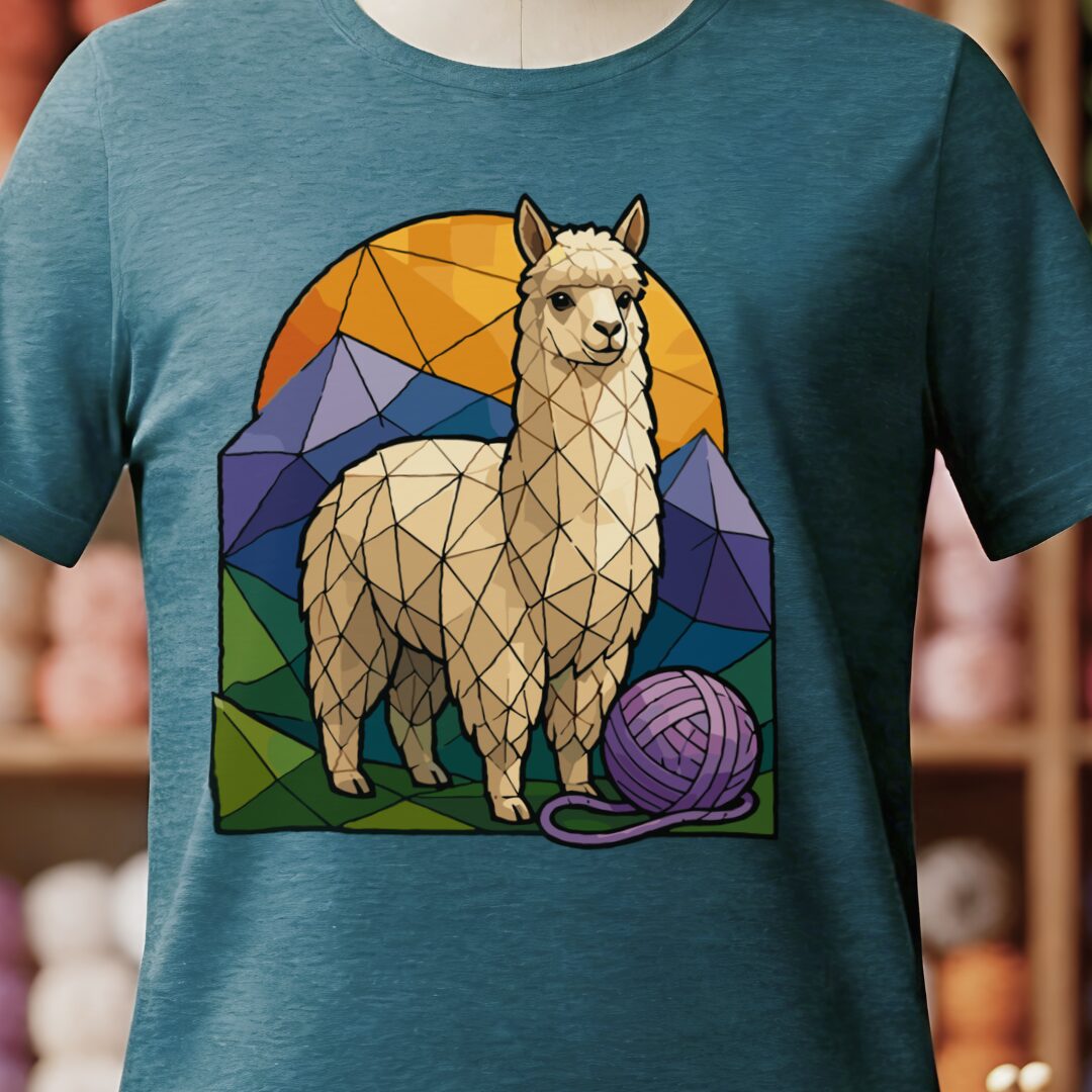 GeoAlpaca T-Shirt Teal Blue t-shirt