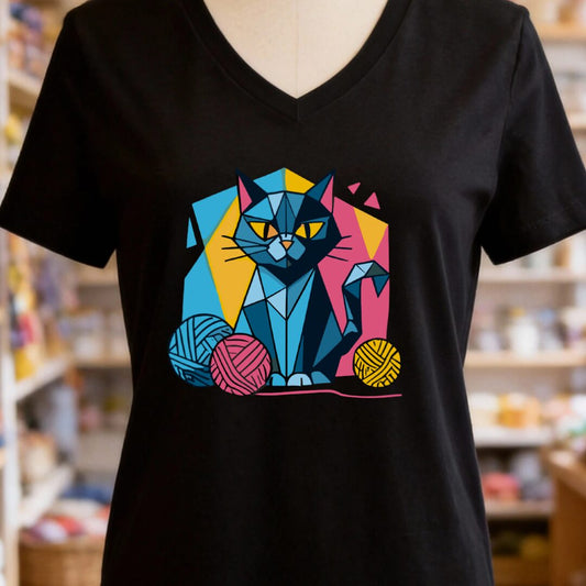 GeoCat V-Neck T-Shirt Black t-shirt