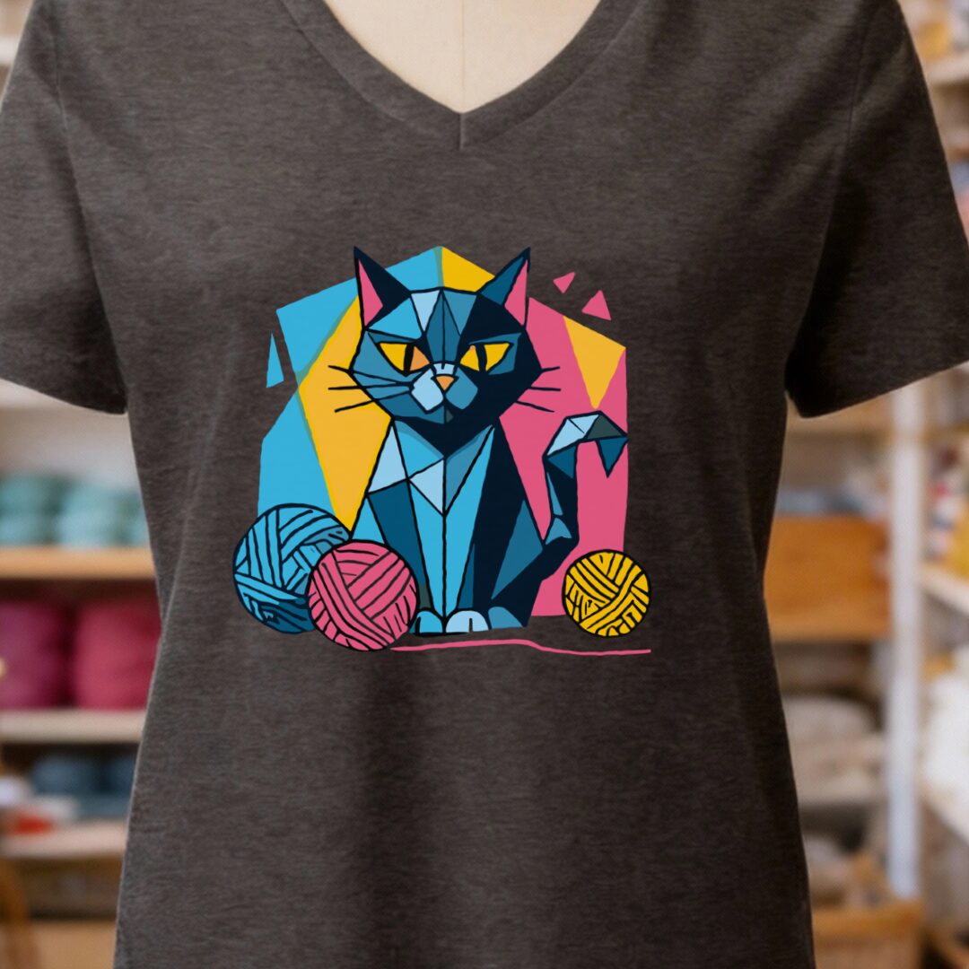 GeoCat V-Neck T-Shirt Dark Grey t-shirt