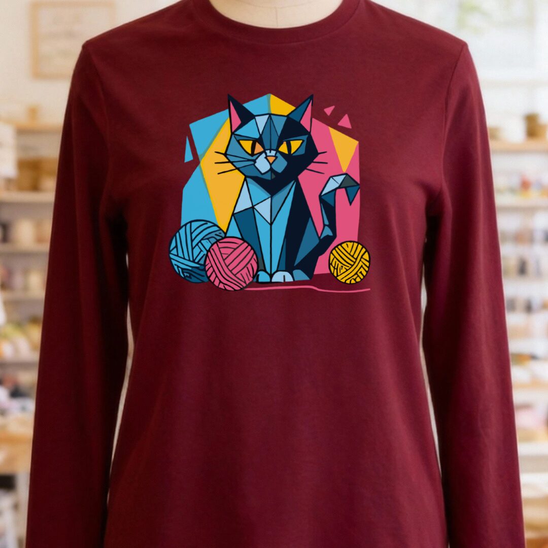 GeoCat Long Sleeve Tee Maroon t-shirt
