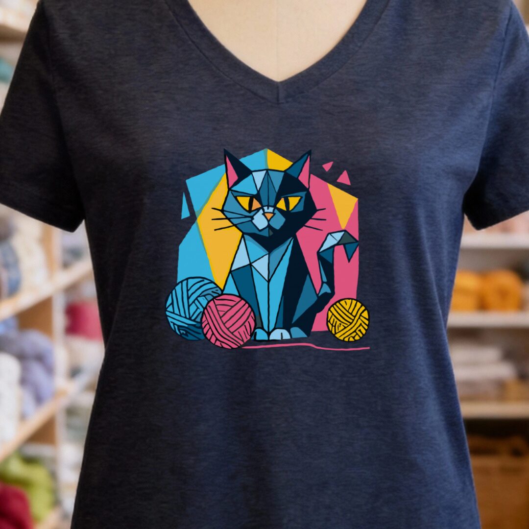 GeoCat V-Neck T-Shirt Navy t-shirt
