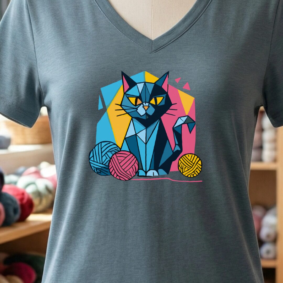 GeoCat V-Neck T-Shirt Slate t-shirt