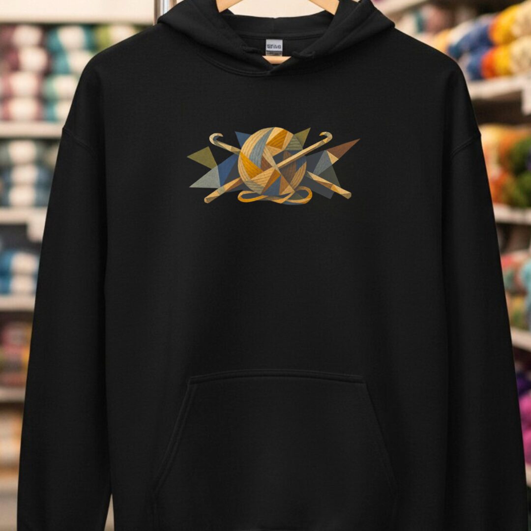 Geo Crochet Hoodie Black t-shirt