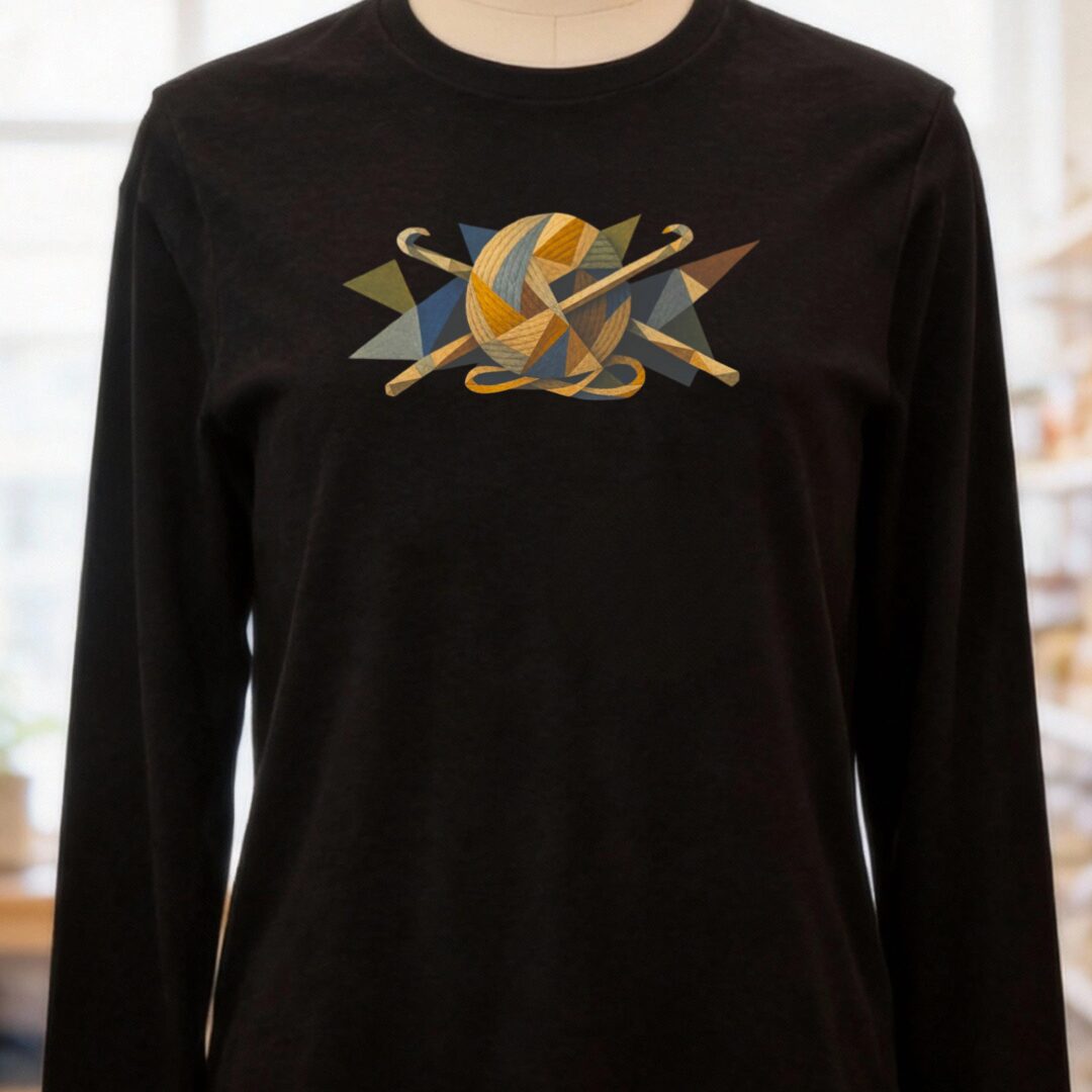 Geo Crochet Long Sleeve Tee Black t-shirt