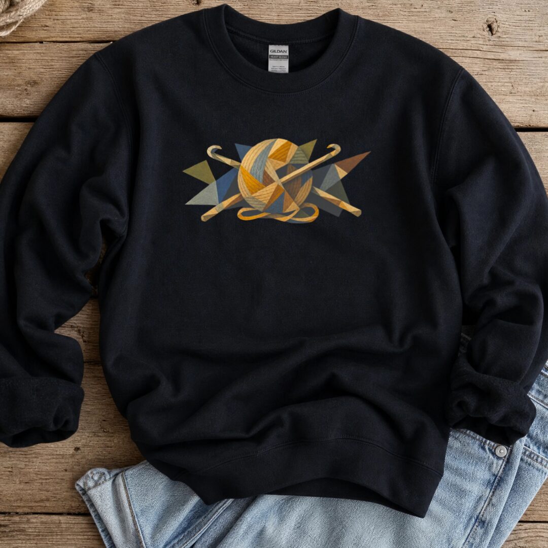 Geo Crochet Sweatshirt Black t-shirt