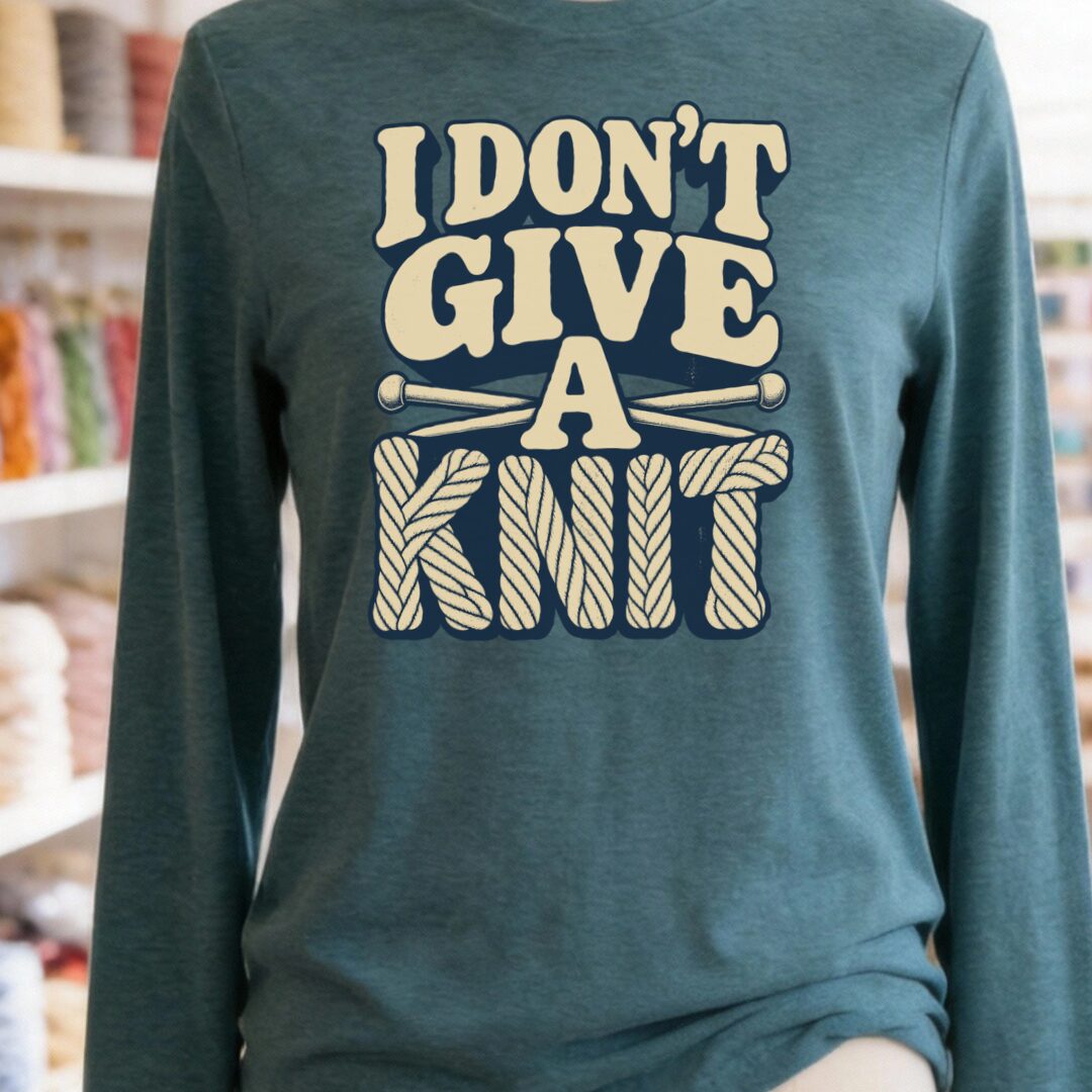 Give A Knit Long Sleeve Tee Teal Blue t-shirt