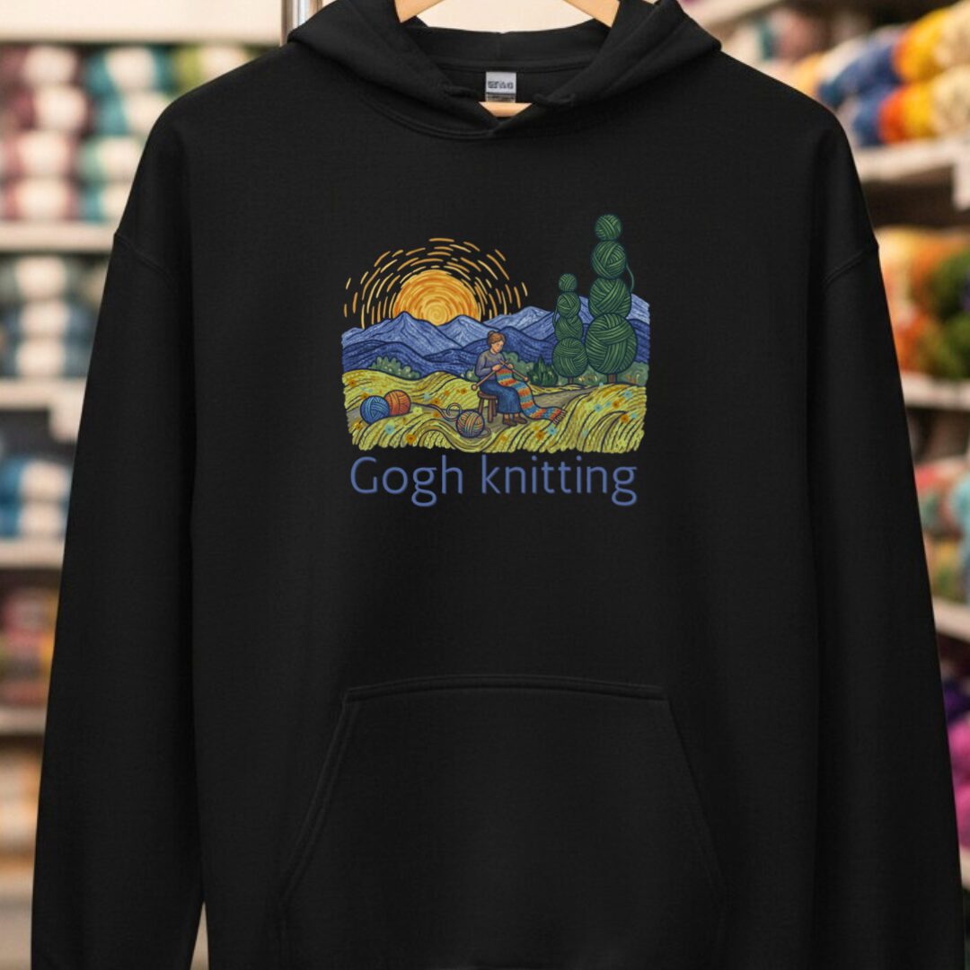 Gogh Knitting Hoodie Black t-shirt