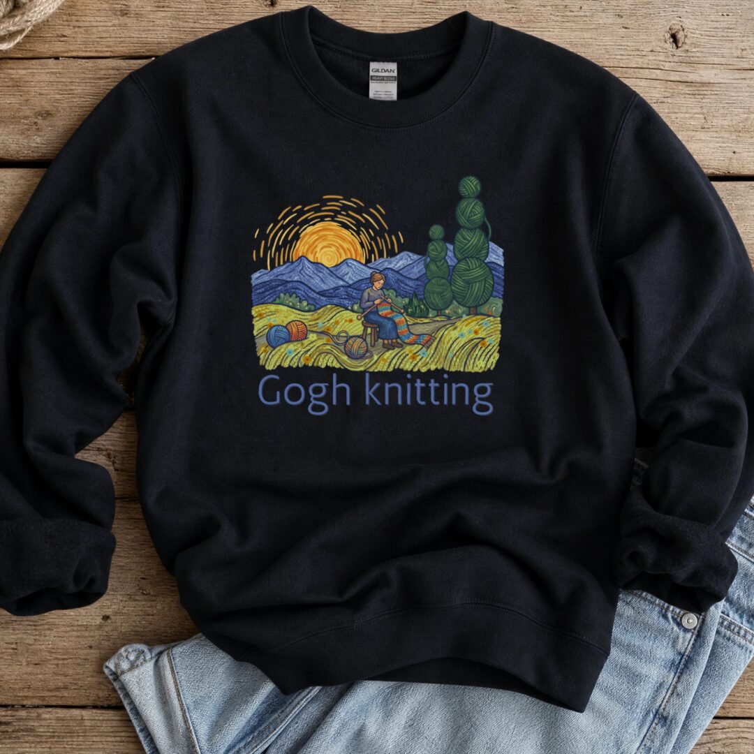 Gogh Knitting Sweatshirt Black t-shirt