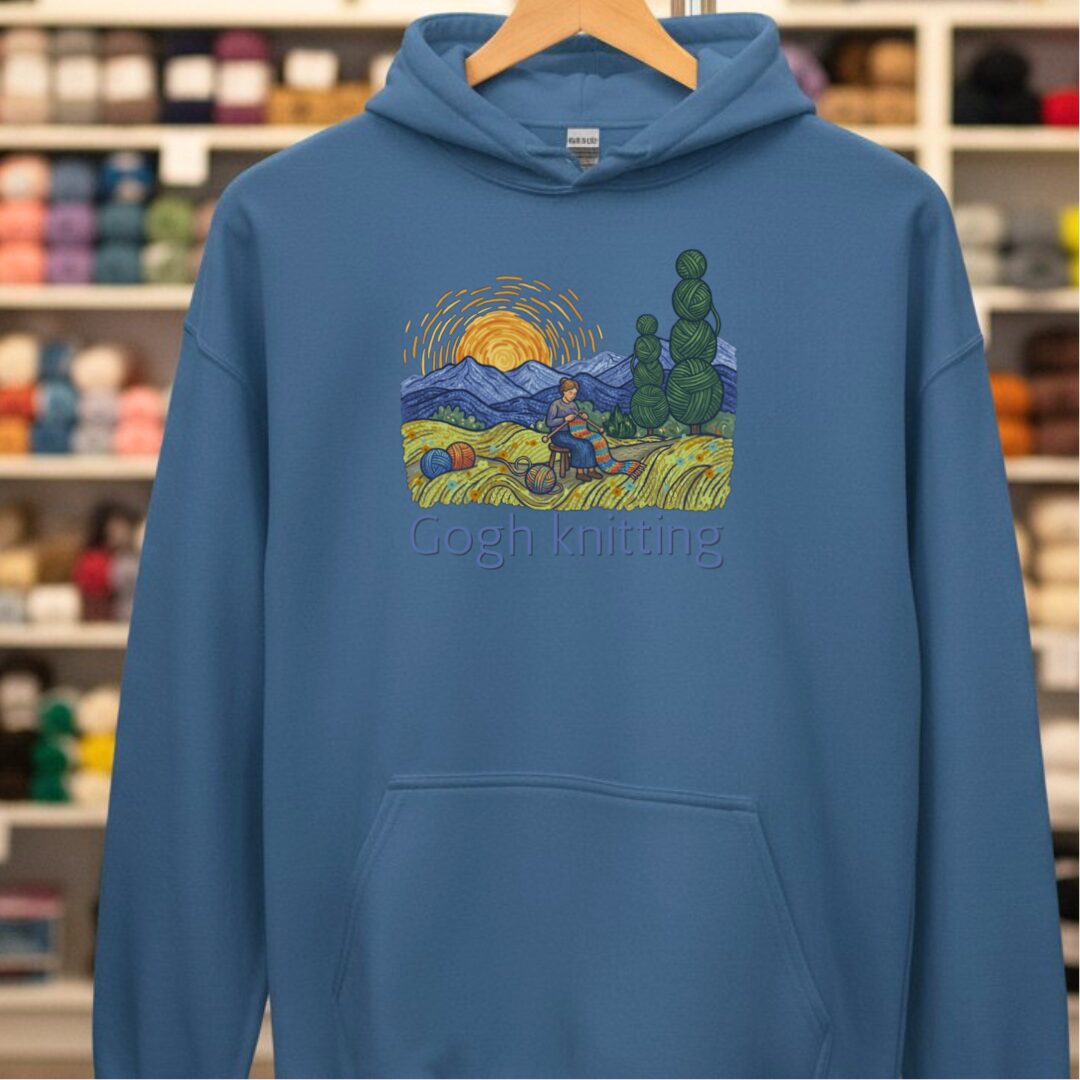 Gogh Knitting Hoodie Indigo Blue t-shirt