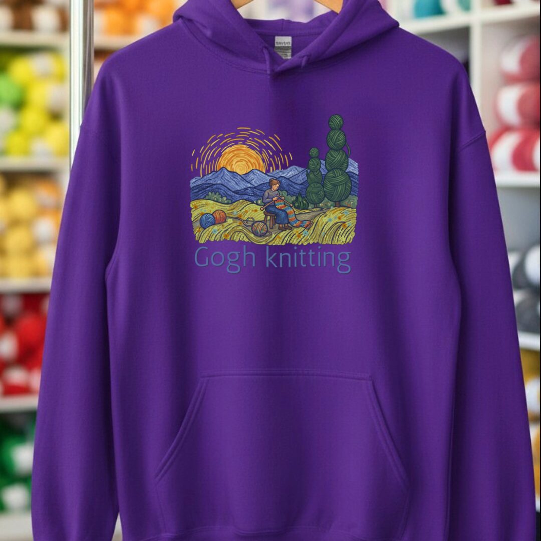 Gogh Knitting Hoodie Purple t-shirt