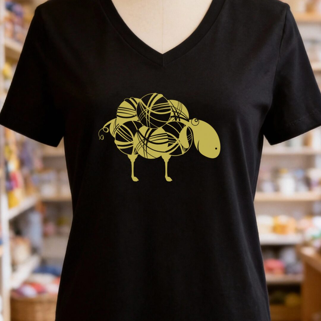 Golden Sheep V-Neck T-Shirt Black t-shirt