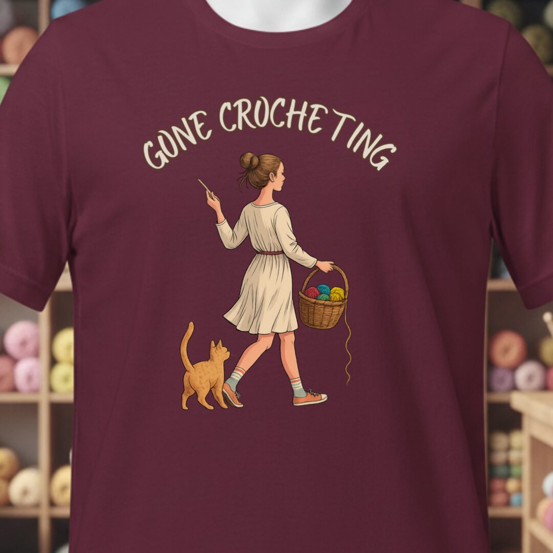 Gone Crocheting T-Shirt Maroon t-shirt