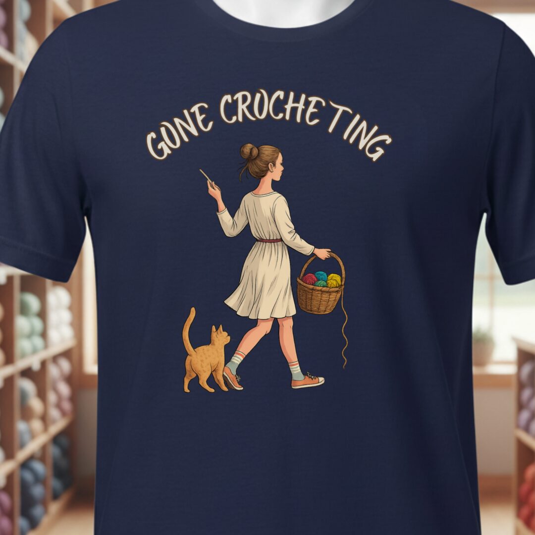 Gone Crocheting T-Shirt Navy t-shirt
