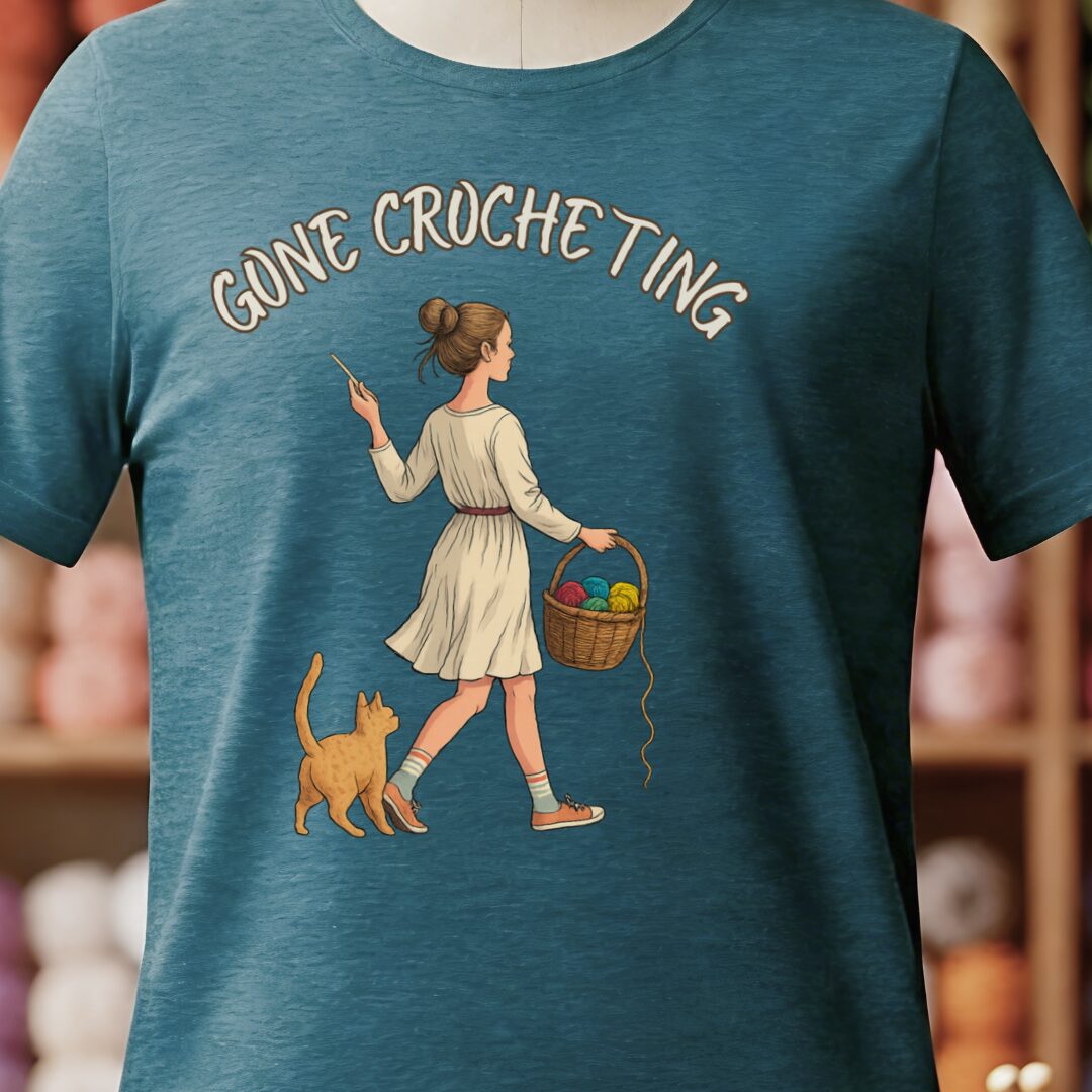 Gone Crocheting T-Shirt Teal Blue t-shirt