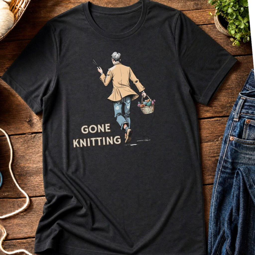 Gone Knitting T-Shirt (mens) Black t-shirt