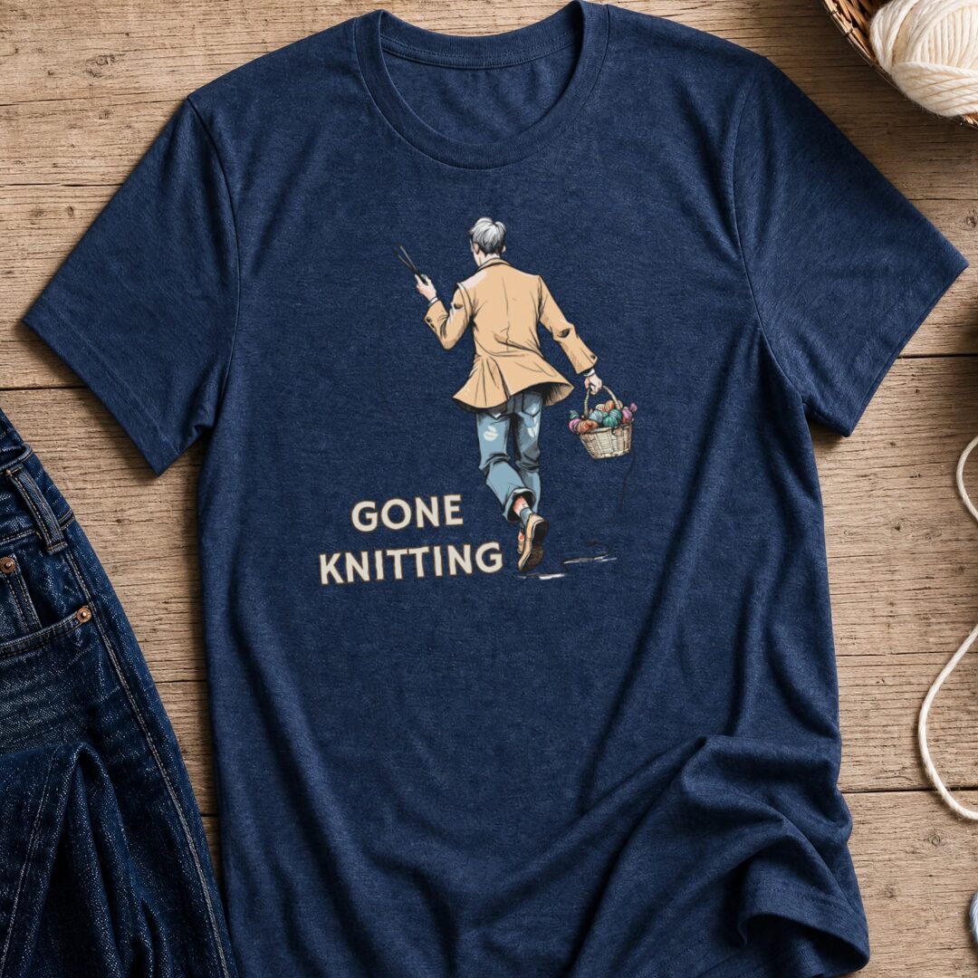 Gone Knitting T-Shirt (mens) Navy t-shirt