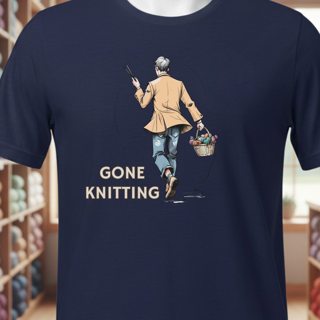 Gone Knitting T-Shirt (mens) Navy t-shirt