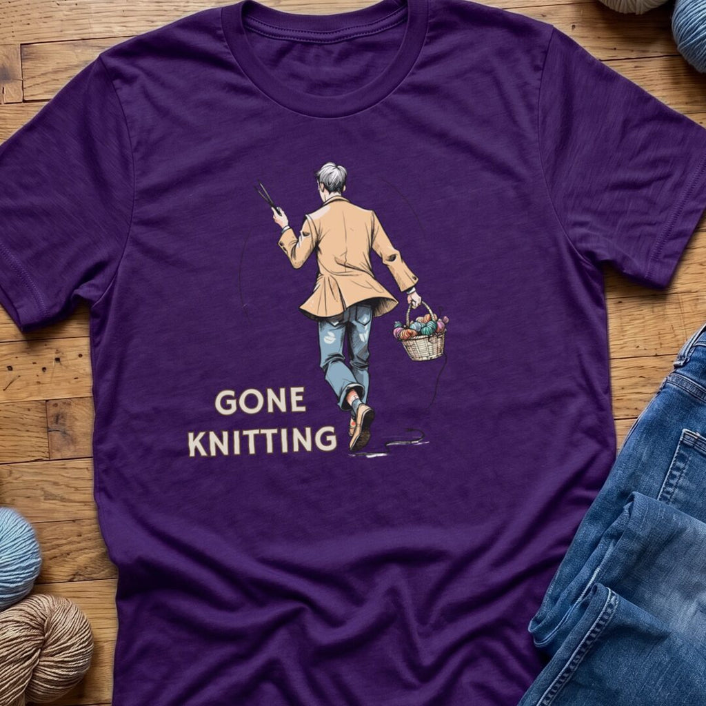 Gone Knitting T-Shirt (mens) Purple t-shirt
