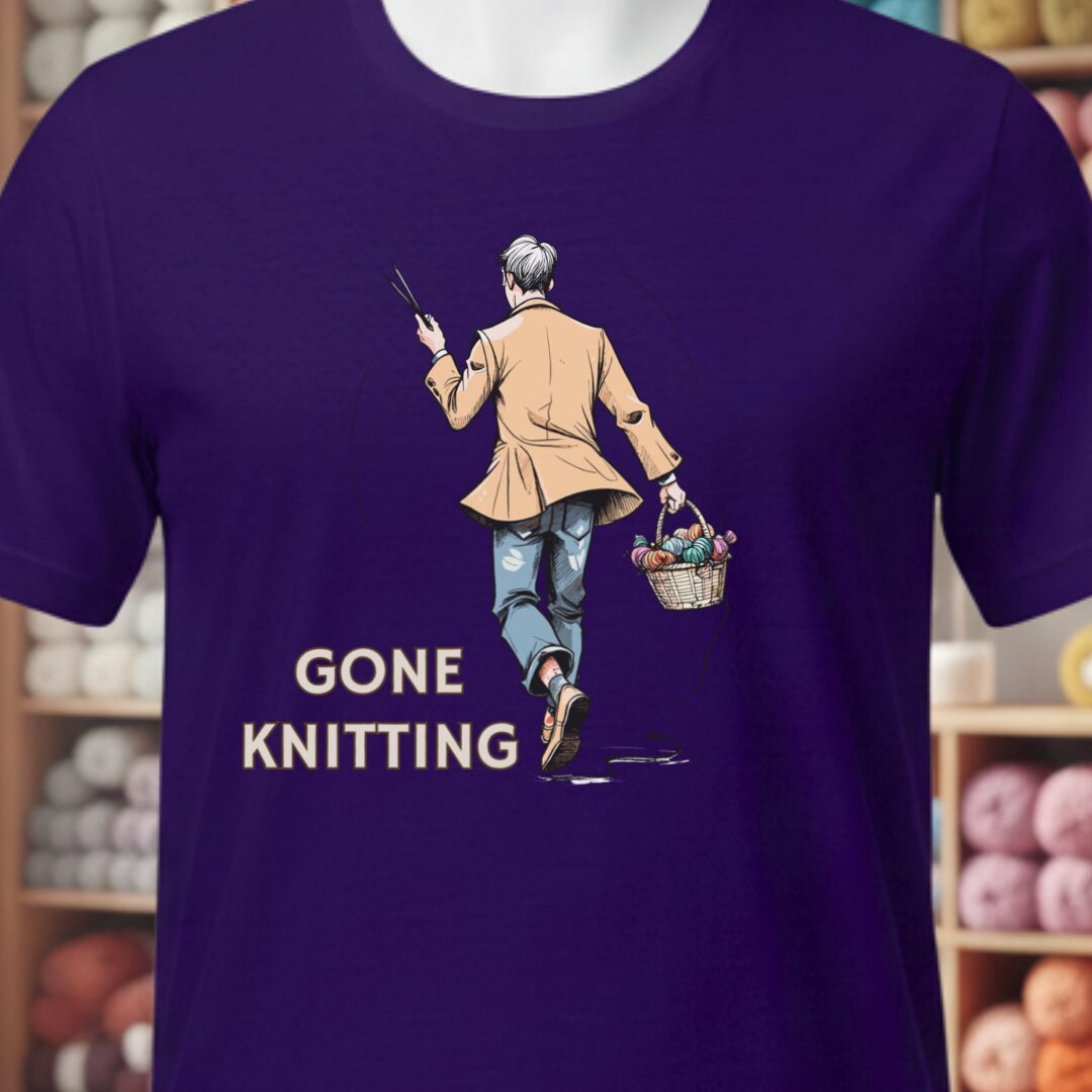 Gone Knitting T-Shirt (mens) Purple t-shirt