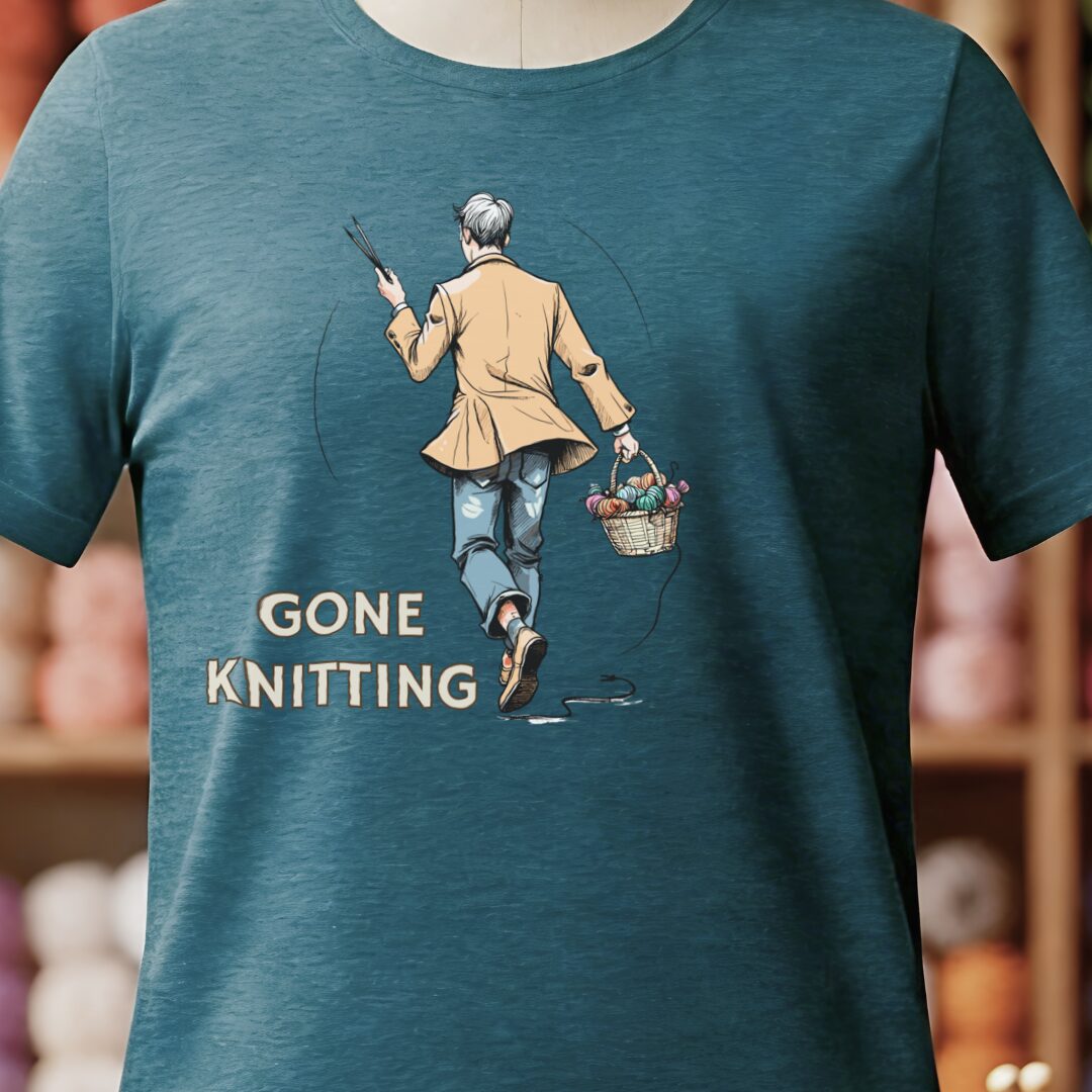Gone Knitting T-Shirt (mens) Teal Blue t-shirt