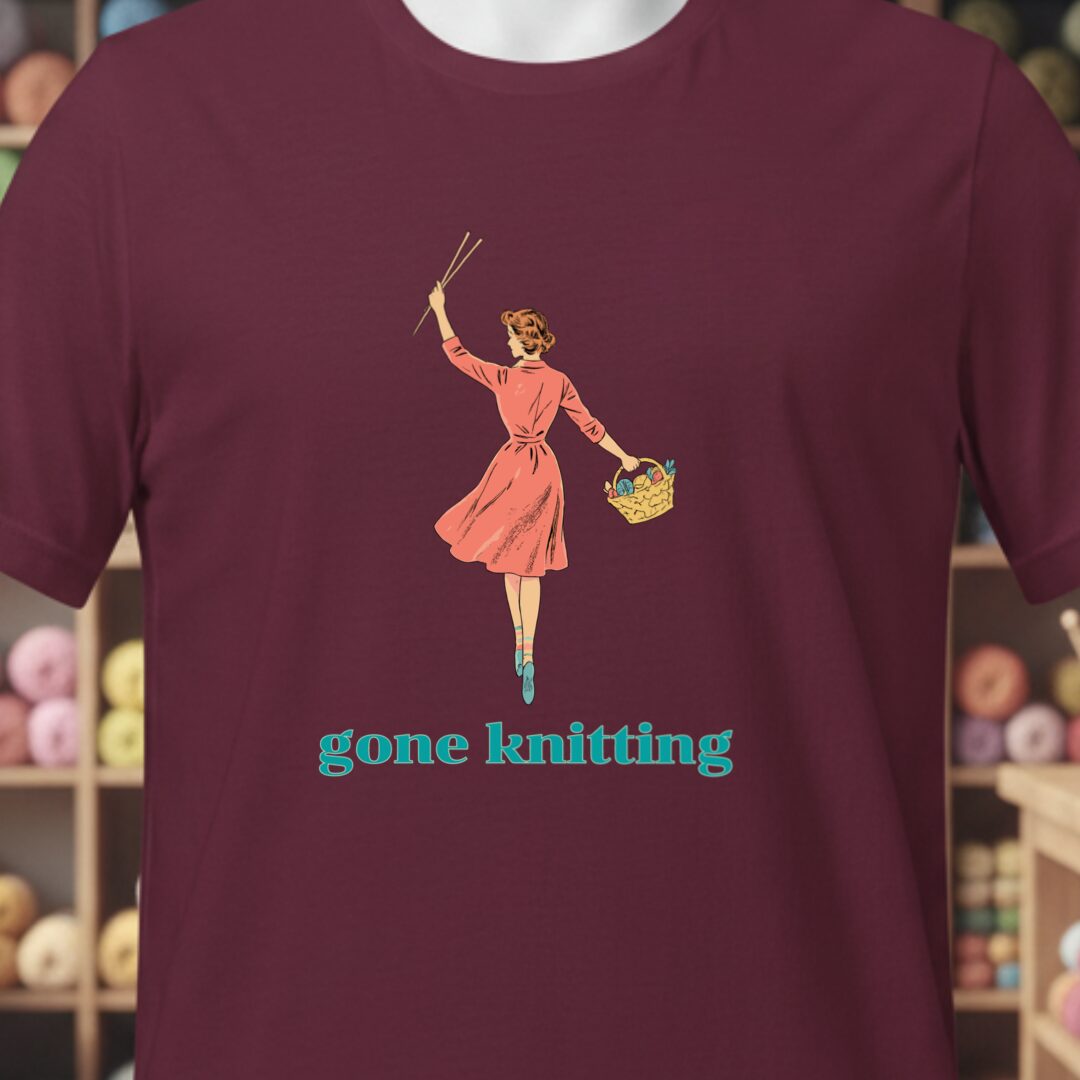 Gone Knitting T-Shirt (vintage) Maroon t-shirt