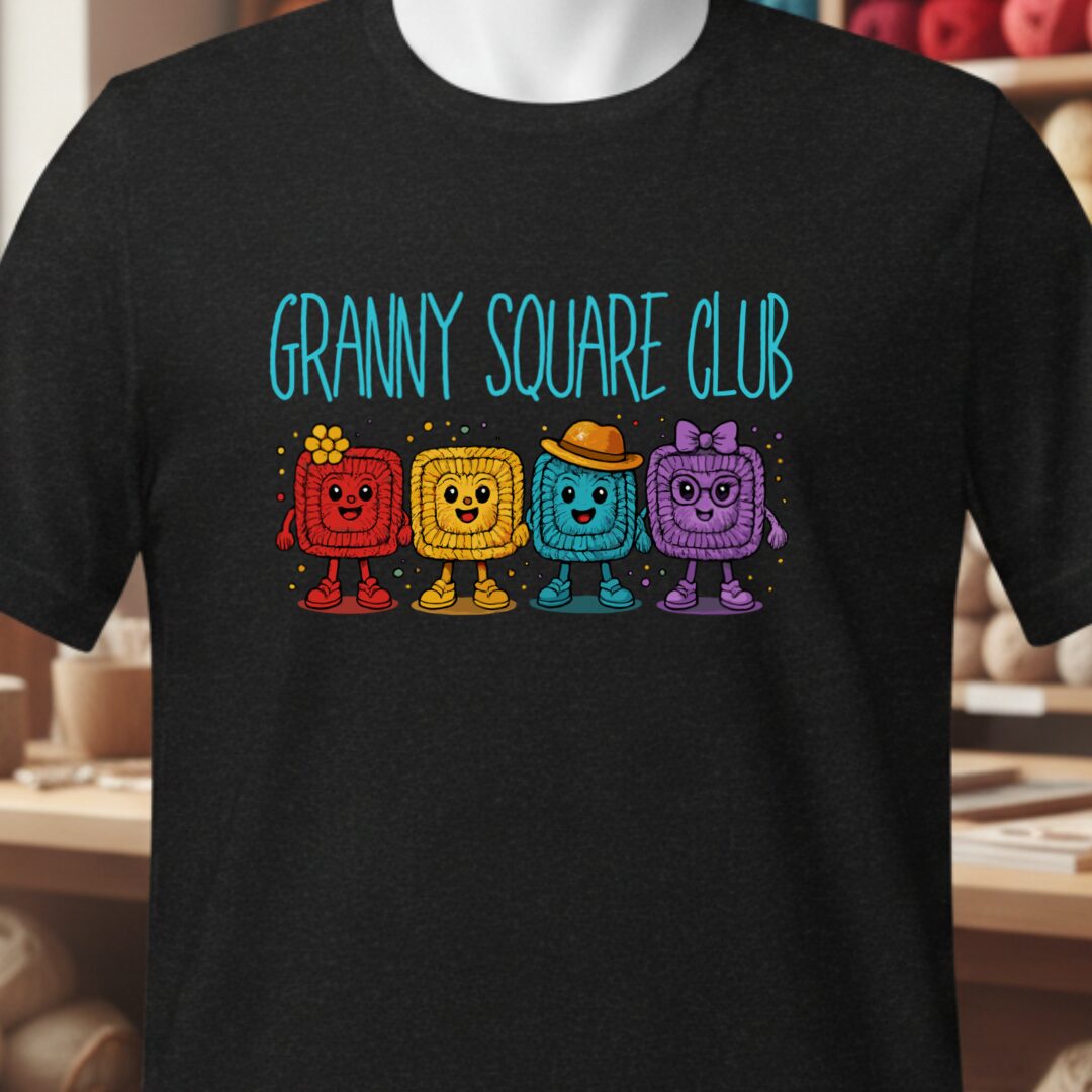 Granny Square Club T-Shirt Black t-shirt