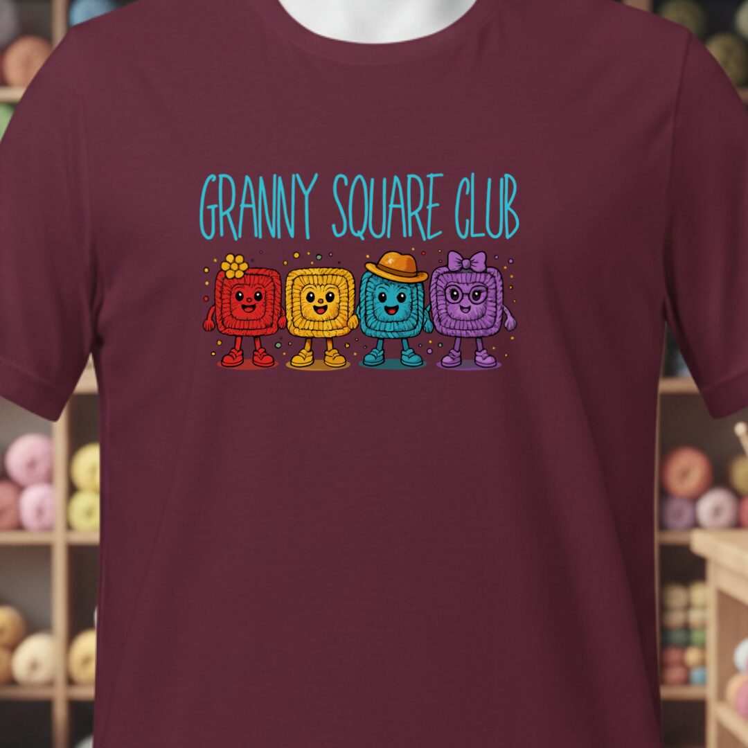 Granny Square Club T-Shirt Maroon t-shirt