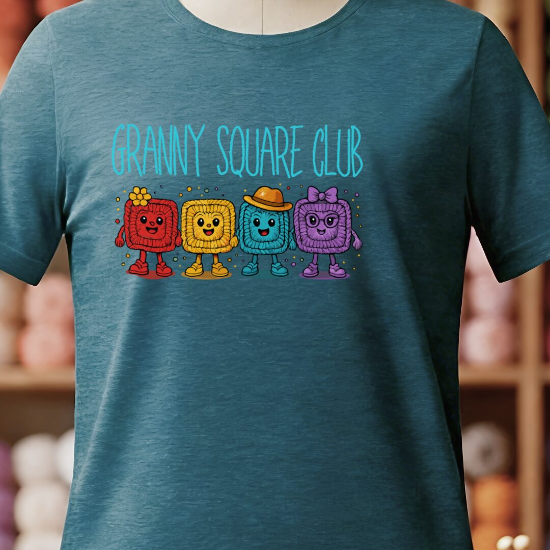 Granny Square Club T-Shirt Teal Blue t-shirt