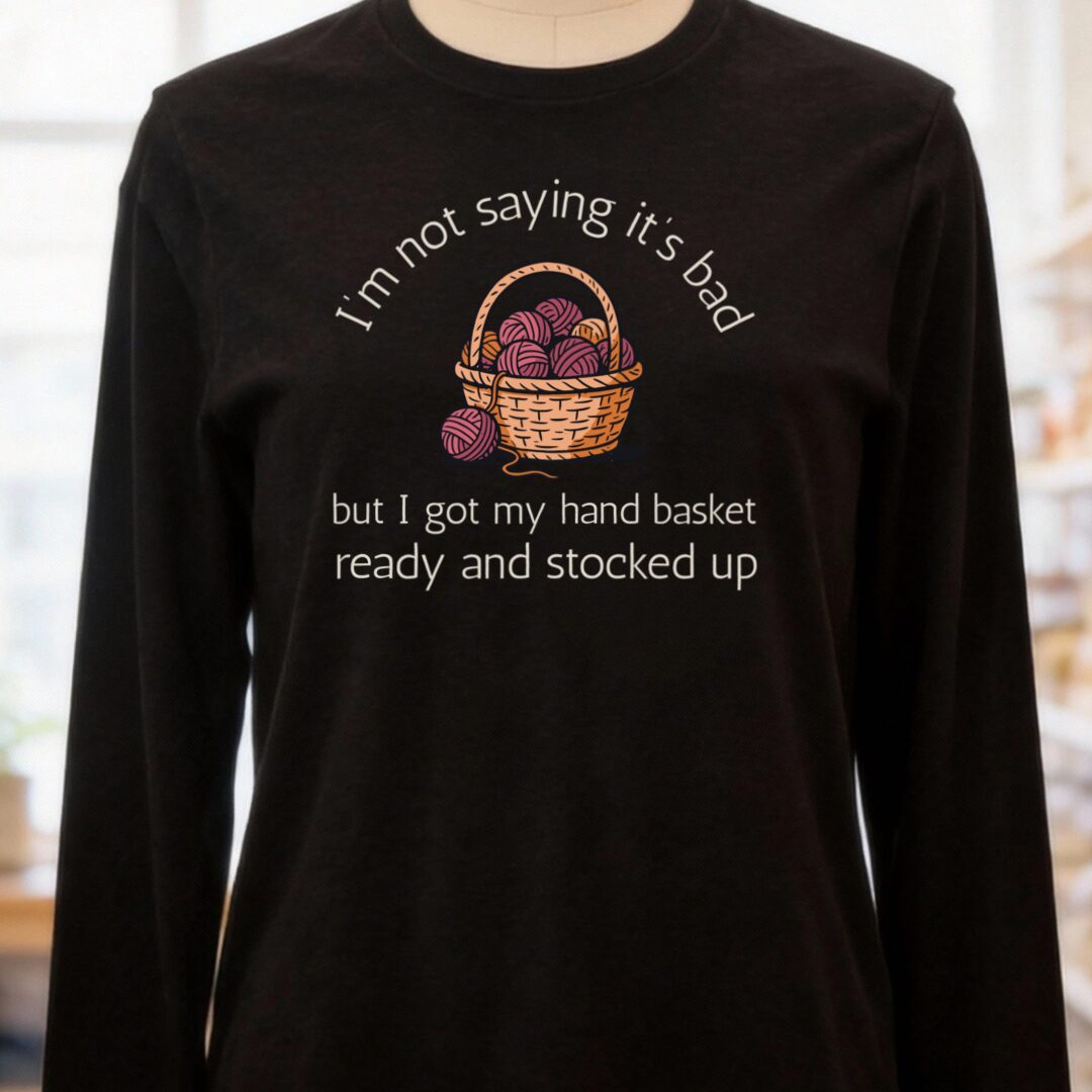 Hand Basket Long Sleeve Tee Black t-shirt