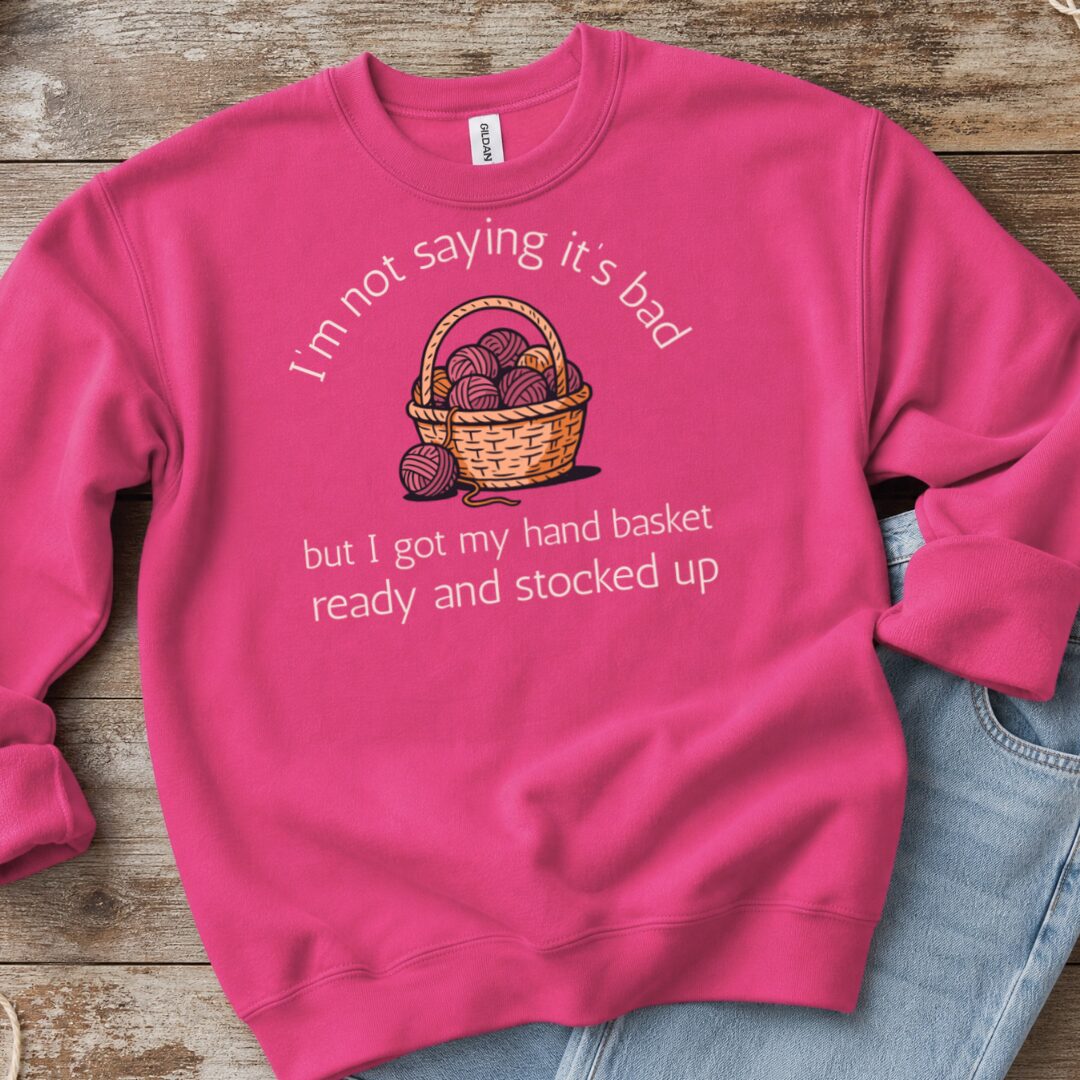 Hand Basket Sweatshirt Bright Pink t-shirt