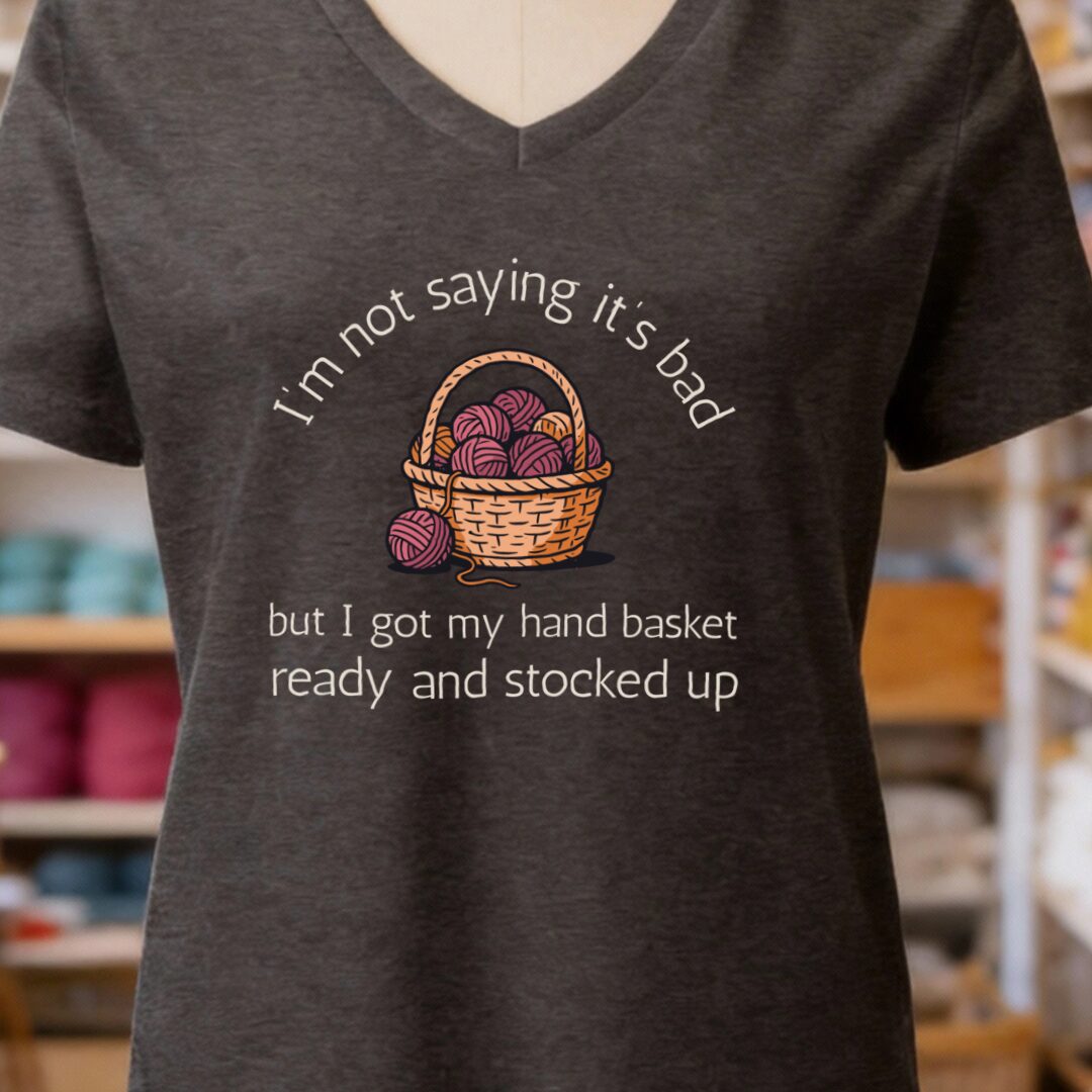Hand Basket V-Neck T-Shirt Dark Grey t-shirt