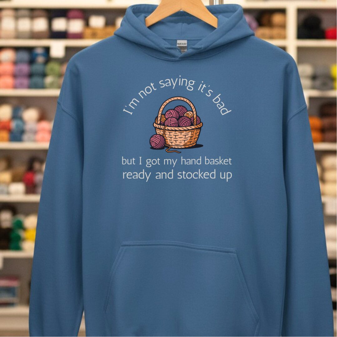Hand Basket Hoodie Indigo Blue t-shirt