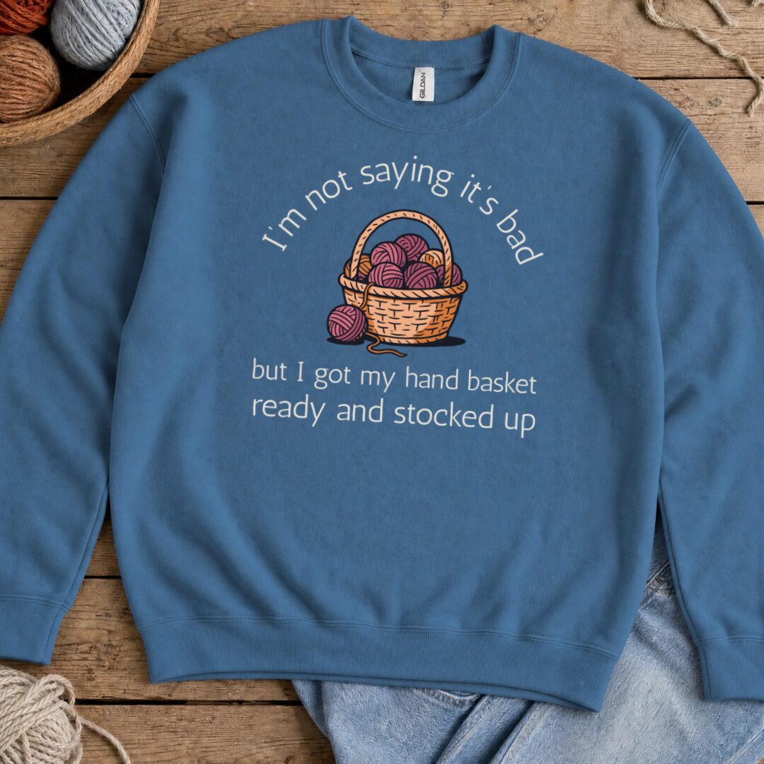 Hand Basket Sweatshirt Indigo Blue t-shirt