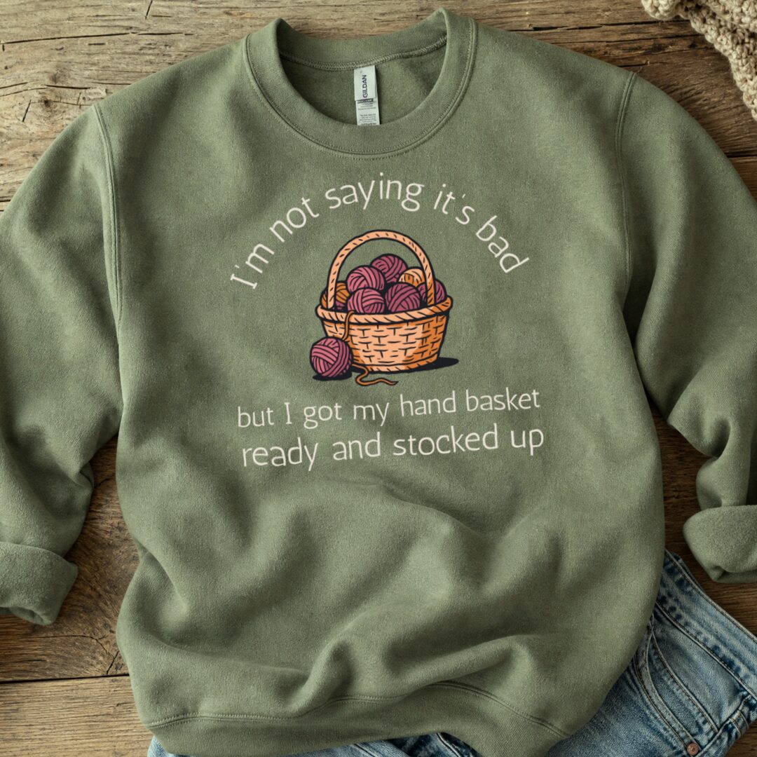 Hand Basket Sweatshirt Military Green t-shirt