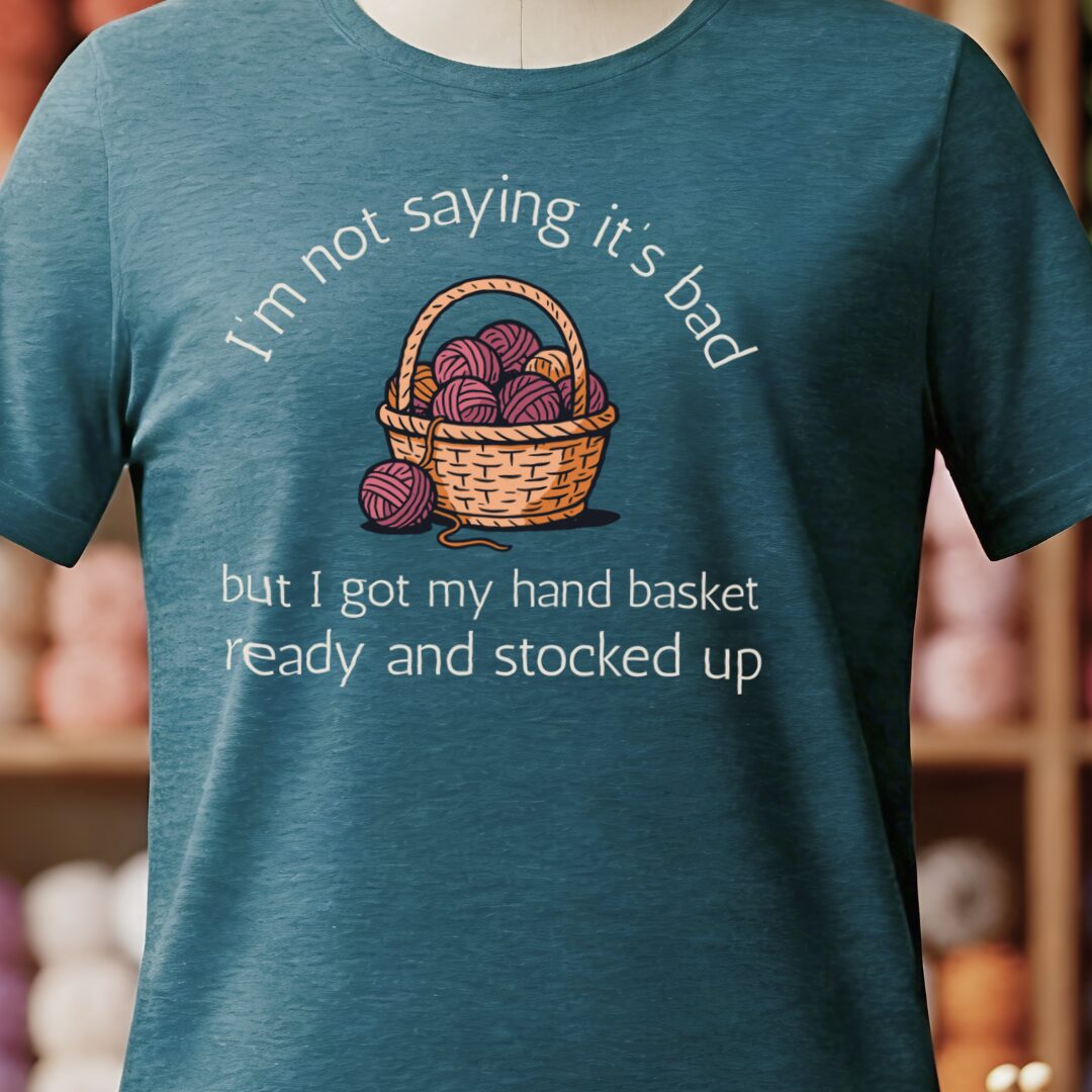 Hand Basket T-Shirt Teal Blue t-shirt