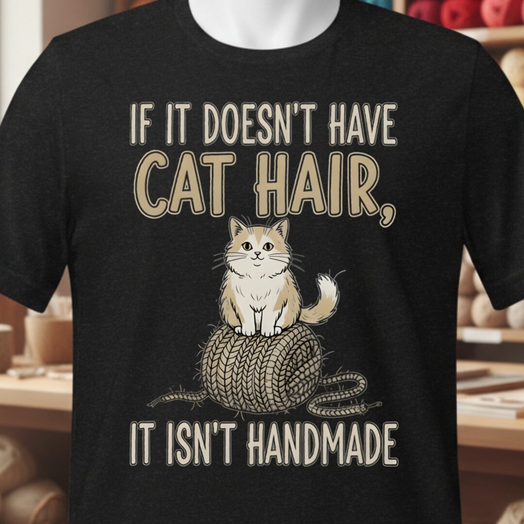 Handmade = Cat Hair T-Shirt Black t-shirt