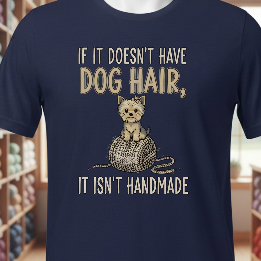 Handmade = Dog Hair T-Shirt Navy t-shirt