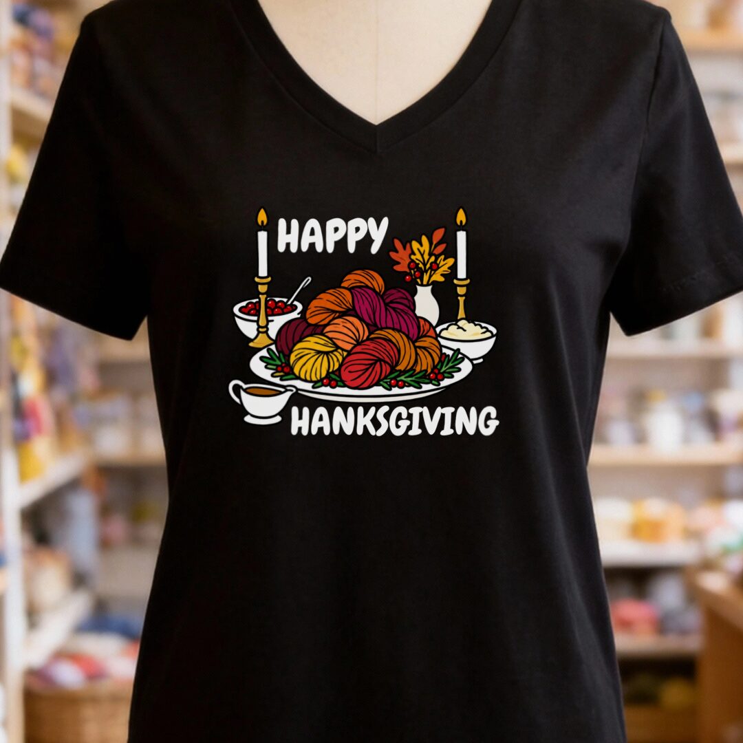 Hanksgiving V-Neck T-Shirt Black t-shirt