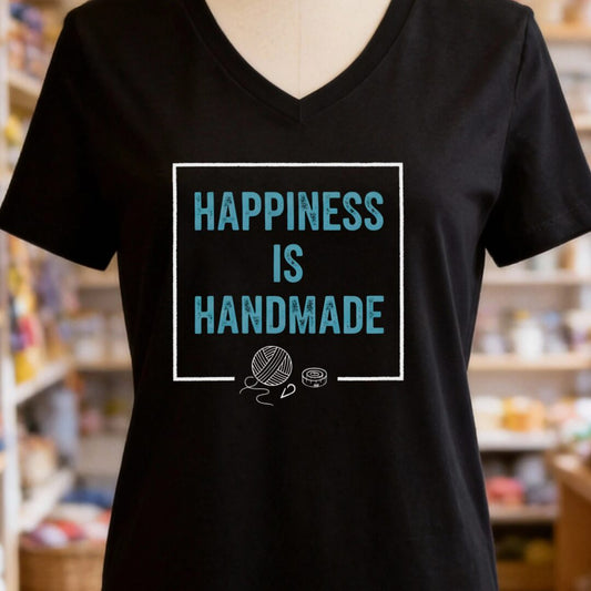 Happiness Is Handmade V-Neck T-Shirt Black t-shirt