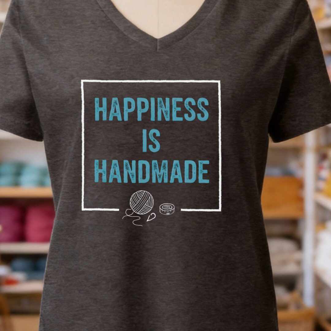 Happiness Is Handmade V-Neck T-Shirt Dark Grey t-shirt