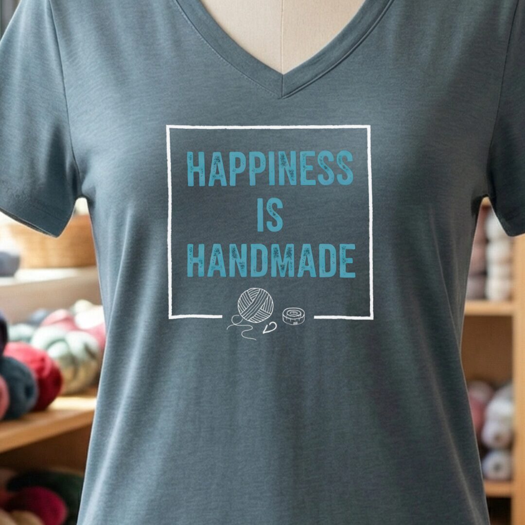 Happiness Is Handmade V-Neck T-Shirt Slate t-shirt