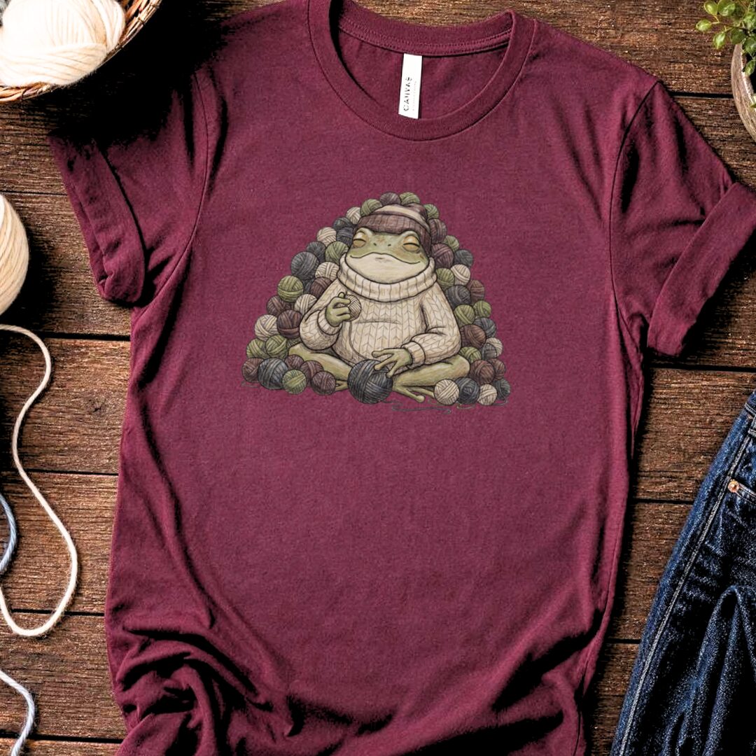 Happy Place Frog T-Shirt Maroon t-shirt