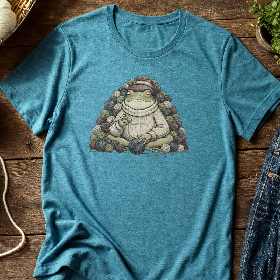 Happy Place Frog T-Shirt Teal Blue t-shirt