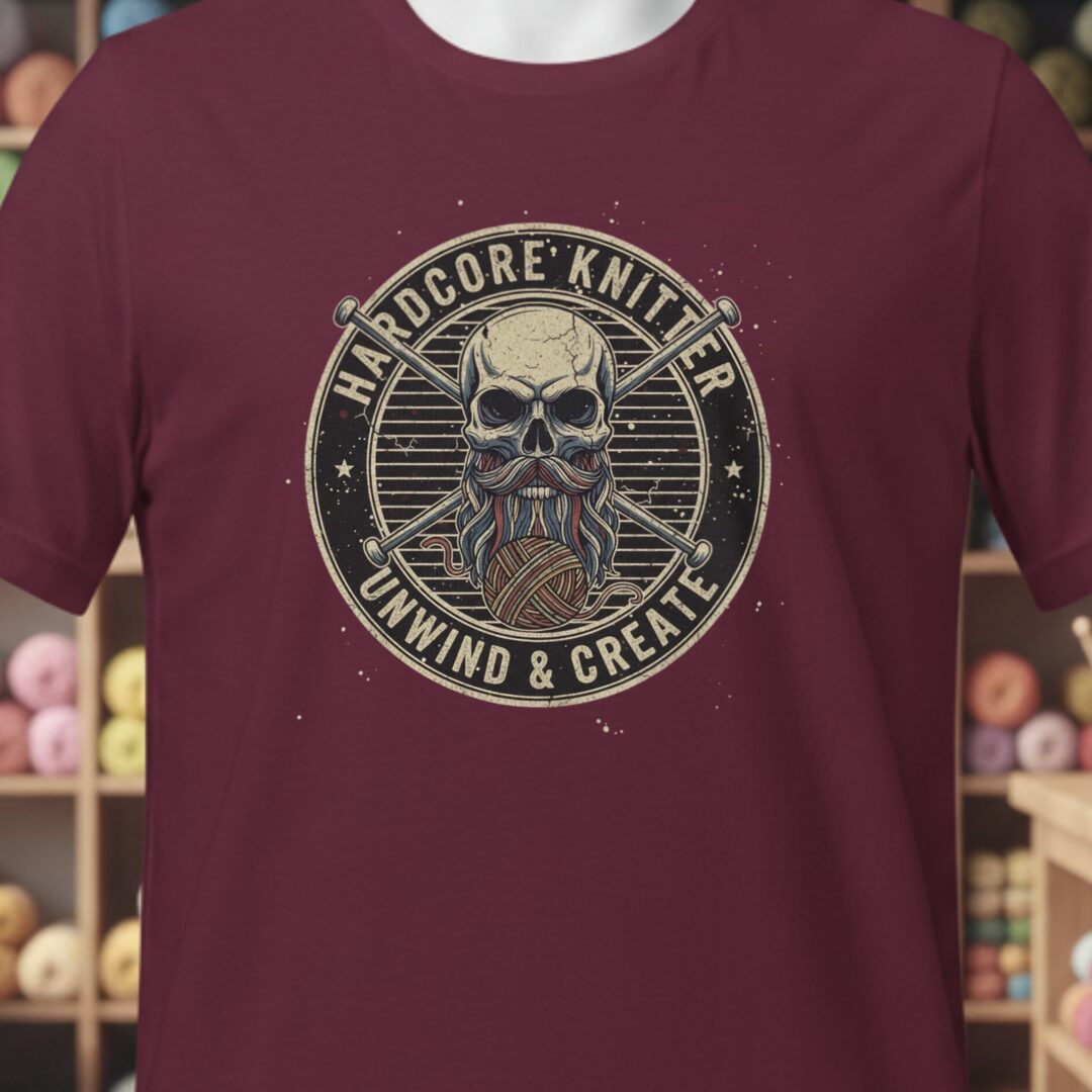 Hardcore Knitter T-Shirt Maroon t-shirt