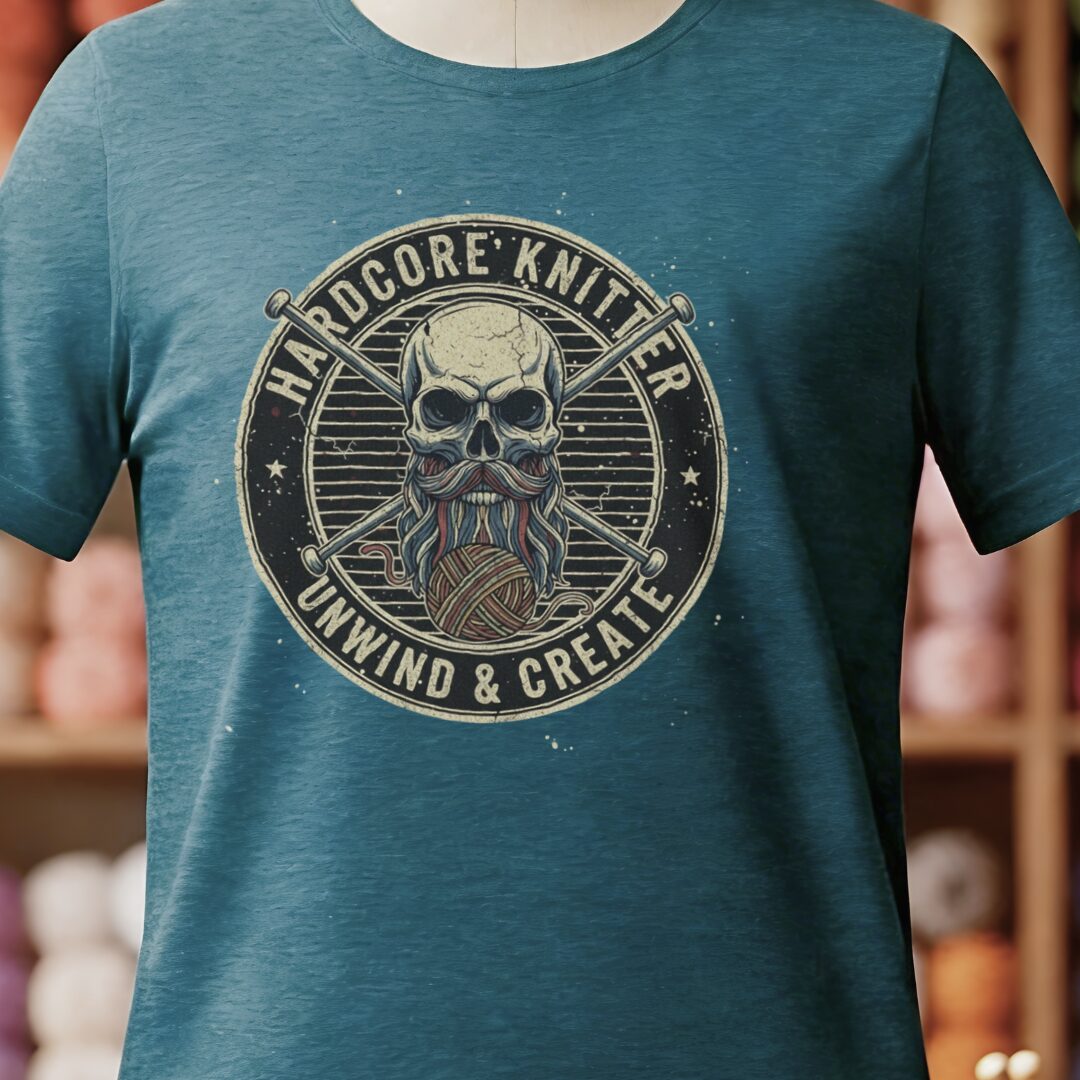 Hardcore Knitter T-Shirt Teal Blue t-shirt