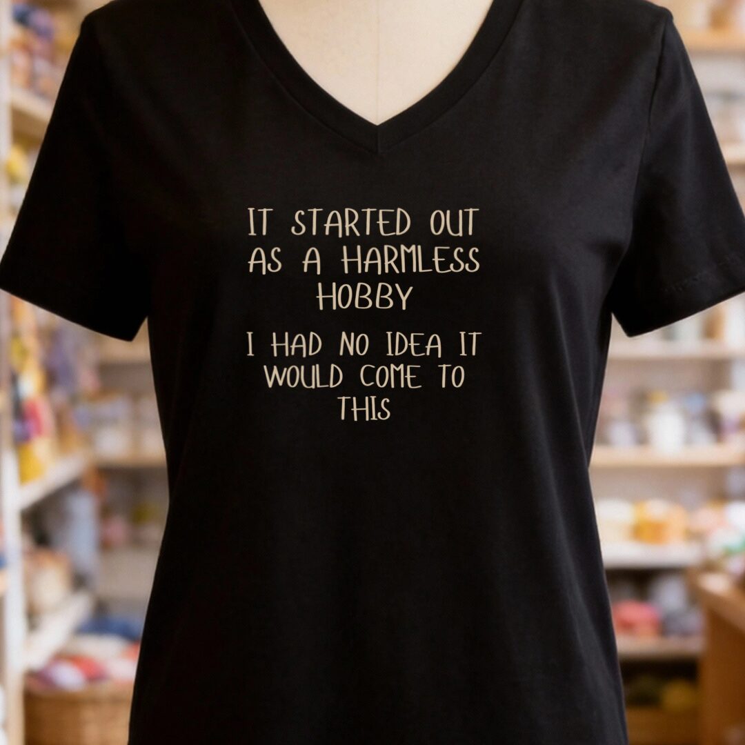 Harmless Hobby V-Neck T-Shirt Black t-shirt