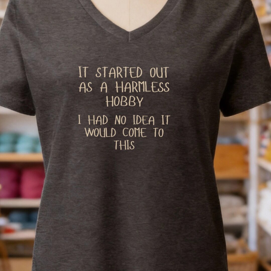 Harmless Hobby V-Neck T-Shirt Dark Grey t-shirt