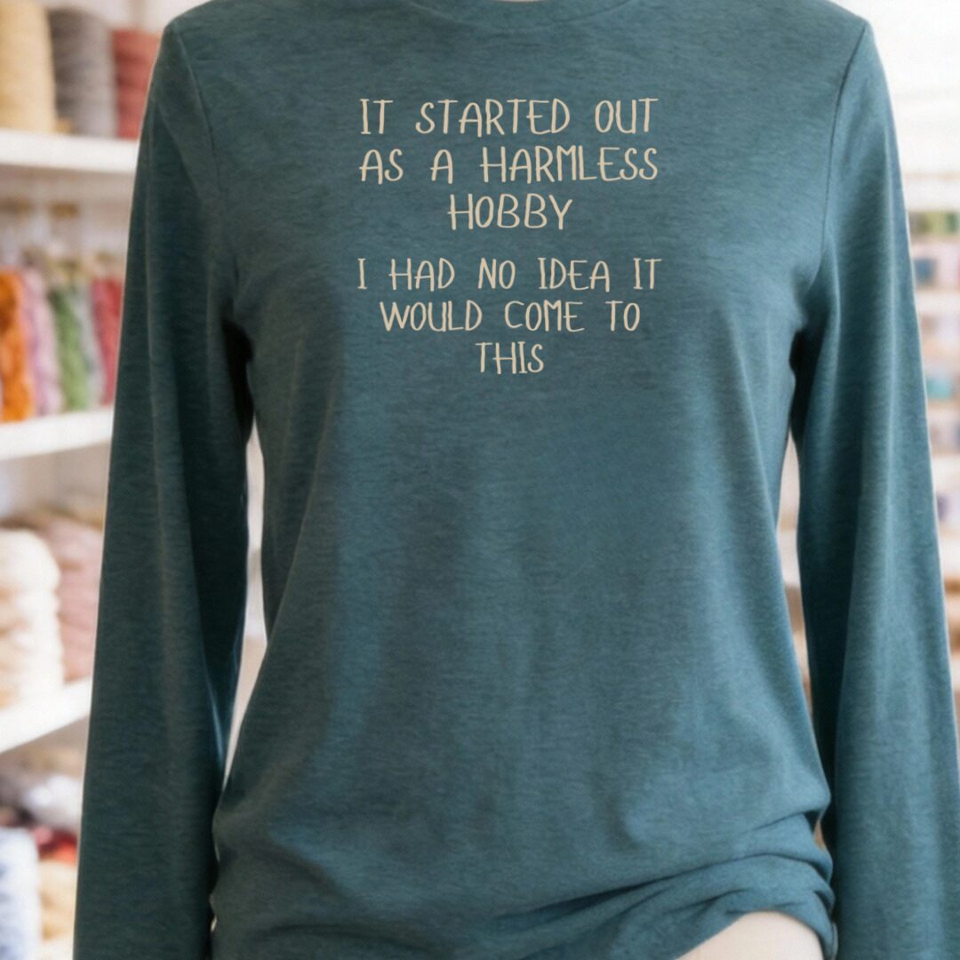 Harmless Hobby Long Sleeve Tee Teal Blue t-shirt