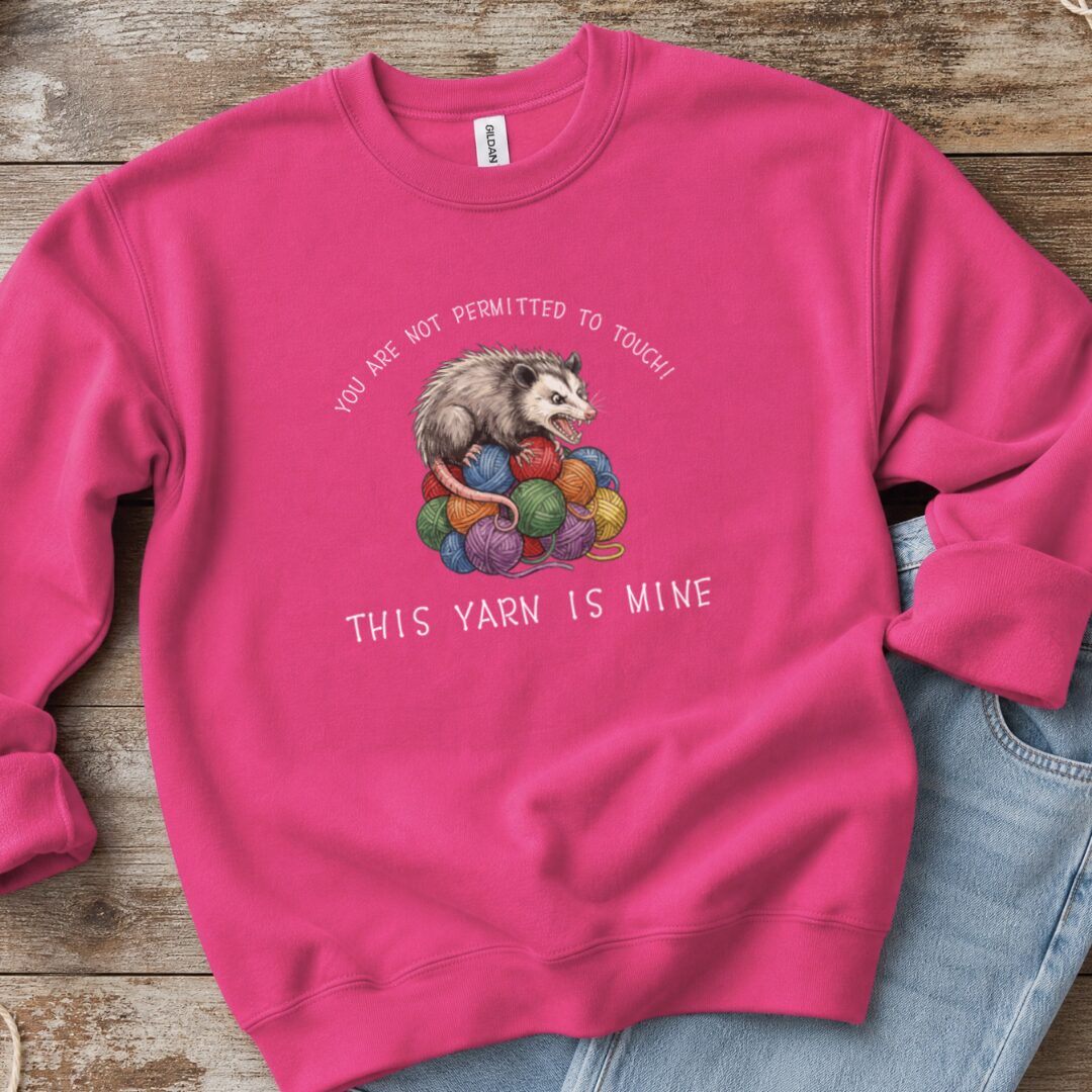 Hissing Yarn Possum Sweatshirt Bright Pink t-shirt