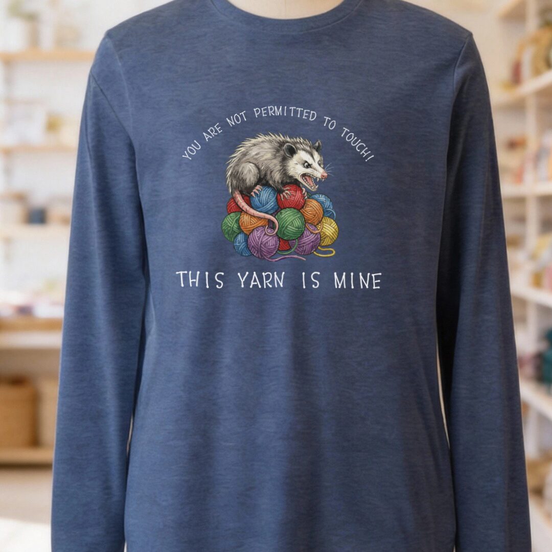 Hissing Yarn Possum Long Sleeve Tee Navy t-shirt